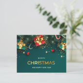 Golden Green-kerstornament Corporate Greeting Feestdagenkaart (Staand voorkant)