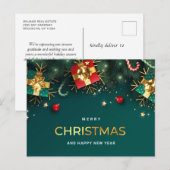 Golden Green-kerstornament Corporate Greeting Feestdagenkaart (Voorkant / Achterkant)