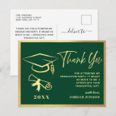 Golden Green Modern Graduation Party Dank u Briefkaart (Voorkant / Achterkant)