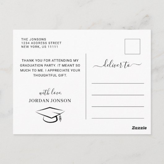 Golden Green Modern Graduation Party Dank u Briefkaart (Achterkant)