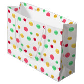 Golden, Green Red, Polka Dots Groot Cadeauzakje (Voorkant Gekanteld)