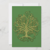 Golden Green Swirl Tree Roots of Love Wedding Inv Kaart (Achterkant)