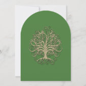 Golden Green Swirl Tree Roots of Love Wedding Inv Kaart (Achterkant)