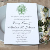 Golden Green Swirl Tree Roots of Love Wedding Inv Kaart