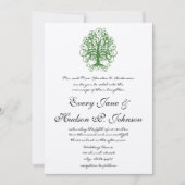 Golden Green Swirl Tree Roots of Love Wedding Inv Kaart (Voorkant)