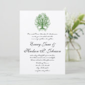 Golden Green Swirl Tree Roots of Love Wedding Inv Kaart (Staand voorkant)