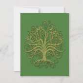 Golden Green Swirl Tree Roots of Love Wedding Invi Kaart (Achterkant)