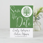 Golden Green Swirl Tree Roots of Love Wedding Kaart (Staand voorkant)