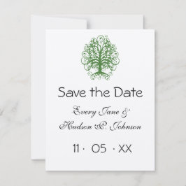 Golden Green Swirl Tree Roots of Love Wedding Kaart