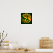 Golden Green Tree of Life Yin Yang Poster (Keuken)
