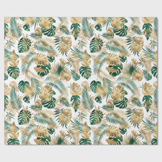 Golden Green Tropical Leaf Pattern Leggings Coffe Cadeaupapier (Vlak)