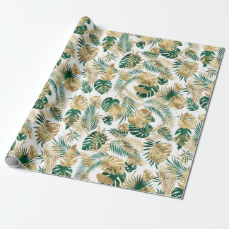 Golden Green Tropical Leaf Pattern Leggings Coffe Cadeaupapier