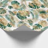 Golden Green Tropical Leaf Pattern Leggings Coffe Cadeaupapier (Hoek)