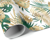Golden Green Tropical Leaf Pattern Leggings Coffe Cadeaupapier (Rol Hoek)