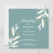 Golden Green Waterverf Floral Afstuderen Kaart (Achterkant)