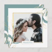 Golden Green Waterverf Floral Wedding Bedankkaart (Voorkant / Achterkant)