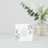 Golden Green Waterverf Floral Wedding Details Informatiekaartje (Staand voorkant)