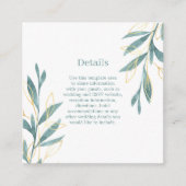 Golden Green Waterverf Floral Wedding Details Informatiekaartje (Voorkant)