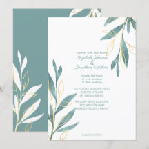 Golden Green Waterverf Floral Wedding