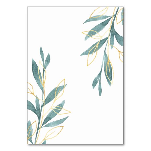 Golden Green Waterverf Floral Wedding Reception Kaart (Achterkant)