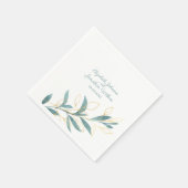 Golden Green Waterverf Floral Wedding Servet (Hoek)