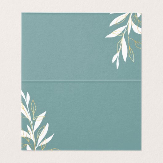 Golden Green Waterverf Floral Wedding Table Cards Visitekaartje (Binnenkant ongevouwen)