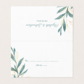Golden Green Waterverf Floral Wedding Table Cards Visitekaartje (Buitenkant ongevouwen)