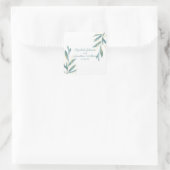 Golden Green Waterverf Floral Wedding Vierkante Sticker (Tas)