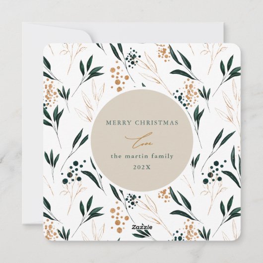 Golden Greenery Blauwgroen Blessed Two Photo Feestdagenkaart (Achterkant)