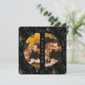 Golden Greenery Blessed Two Photo Black Feestdagenkaart (Staand voorkant)