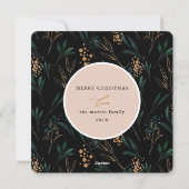 Golden Greenery Blessed Two Photo Black Feestdagenkaart (Achterkant)