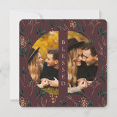 Golden Greenery Blessed Two Photo Eggplant Feestdagenkaart (Voorkant)