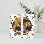 Golden Greenery Blessed Two Photo Feestdagenkaart (Staand voorkant)