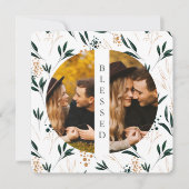Golden Greenery Blessed Two Photo Feestdagenkaart (Voorkant)