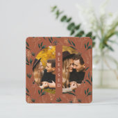 Golden Greenery Blessed Two Photo Terracotta Feestdagenkaart (Staand voorkant)