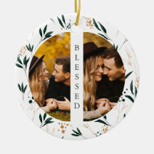 Golden Greenery Blessed Typography Two Foto