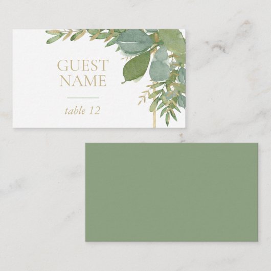 Golden Greenery Flat Place Card Plaatskaartje (Voorkant / Achterkant)