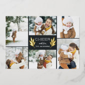 Golden Greenery | Fotocollage Folie Feestdagenkaart (Voorkant)