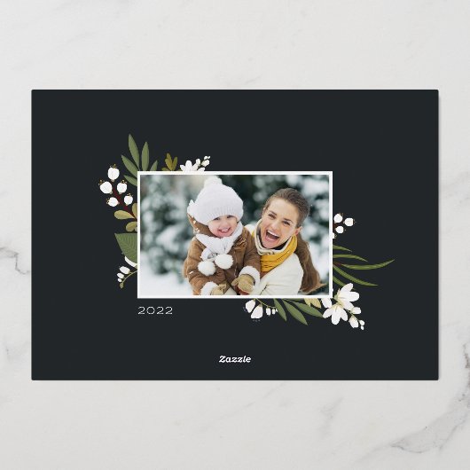 Golden Greenery | Fotocollage Folie Feestdagenkaart (Achterkant)