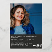 Golden Greenery Overlapping Foto's Afstuderen Folie Uitnodiging (Achterkant)