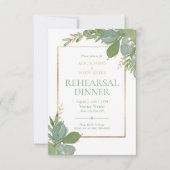Golden Greenery Rehearsal Dinner Invitation Kaart (Voorkant)