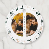 Golden Greenery Two Photo Kerstfeestay Bedankjes Labels (Voorkant)