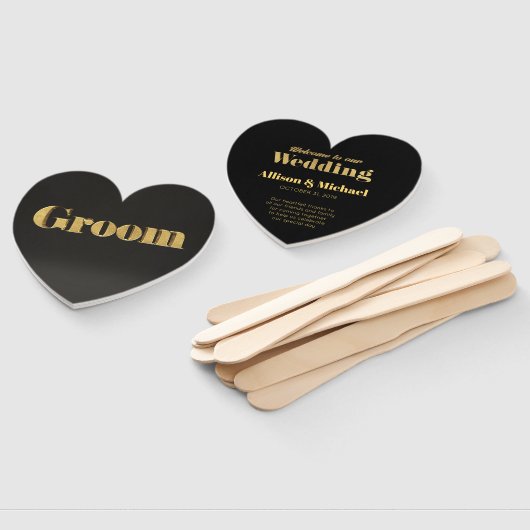 Golden Groom bruiloft Handwaaier (Niet-gemonteerd)