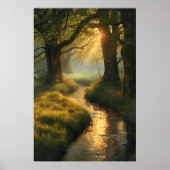 Golden Grove Sunrise – Tranquil Sunlit Forest Stre Poster (Voorkant)