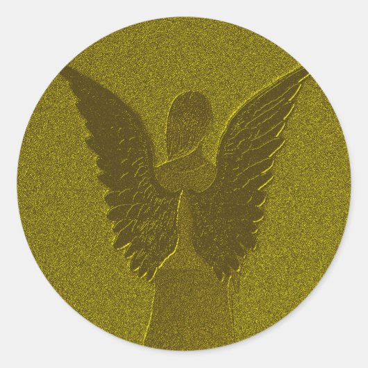 Golden Guardian Angel Ronde Sticker (Voorkant)