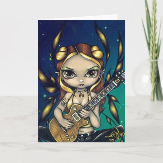Golden Guitar Fairy Wenskaart Kaart (Voorkant)