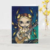 Golden Guitar Fairy Wenskaart Kaart (Gele Bloem)