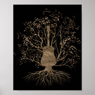 Golden Guitar Music Tree Poster