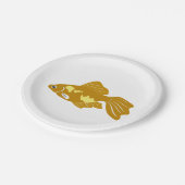Golden Guppy Fish Schattigee tropische aquariumvis Papieren Bordje (Gekanteld)