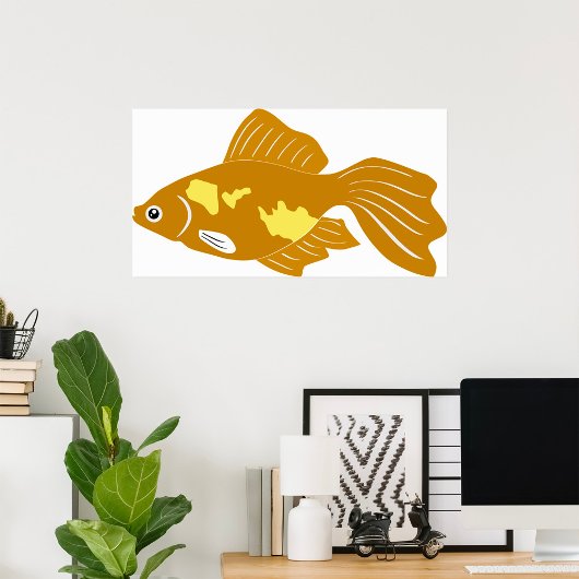 Golden Guppy Fish Schattigee tropische aquariumvis Poster